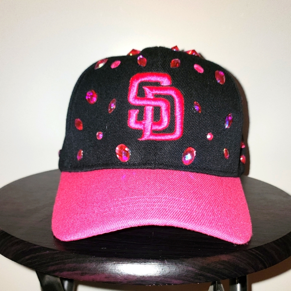 SD Padres Black and Pink Embellished Hat